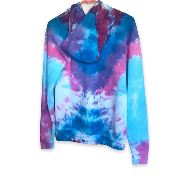 Next Level Apparel Hooded Sweatshirt Tie Dye in Pink, White, Turquoise Sz Small - Picture 2 of 6